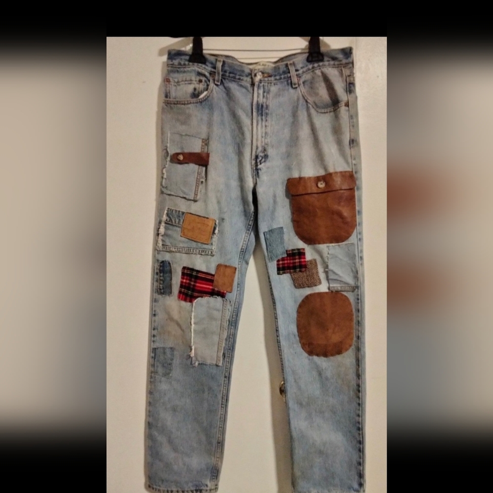 Levi's Vintage Custom Made Patchwork Straight Leg… - image 1